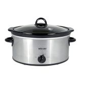 Better Chef 4-Quart Oval Slow Cooker: Brushed Stainless, 3 Temperature Settings, Glass Lid & Enamel Stoneware Insert