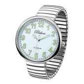 Shop Blekon Super Large Face Stretch Band Watch - Japanese Movement PC21J in Silver/Luminous