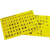 Braille & Large Print Keyboard Stickers for Blind - Black Letters on Yellow Overlays