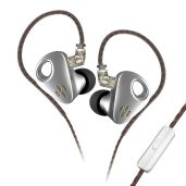 CCA CXS Wired Earbuds with Microphone - Noise Isolating In-Ear Bass Headphones for iPhone, Android, PC & More (Silver)