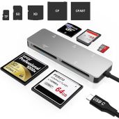 High-Speed CFast 2.0 Card Reader: USB 3.0 Multi-Card Adapter for Type-C Devices - Read 5 Cards Simultaneously