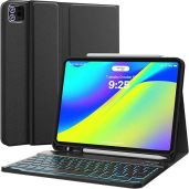 "CHESONA iPad Air 5th Gen Case with Detachable Keyboard & Backlight - Flip Stand Cover for iPad Pro 11" - Black"