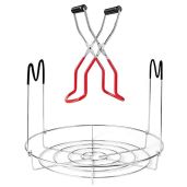 Heat-Resistant Canning Rack with Silicone Handles & Stainless Steel Canning Tongs for Ball Jars