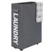 "Caroeas 22" Slim Rolling Laundry Basket - Foldable, Waterproof Organizer on Wheels for Easy Sorting & Storage (Grey)"