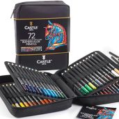 Castle Art Supplies 72 Watercolor Pencils Set - Vivid Colors & Travel Case for Adult Artists