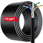200ft Cat 6 Ethernet Cable - Outdoor, Waterproof, Heavy Duty, Direct Burial, UV Resistant for Gaming & LAN - 10 RJ45 Connectors