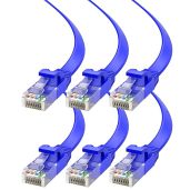 Cat 6 Ethernet Cable 15ft - Flat Design, High-Speed LAN Patch Cable for Gaming & Streaming - 6 Pack, Blue