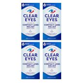 Clear Eyes Contact Lens Relief Drops - Soothing Eye Drops 0.50 oz (Pack of 4) for Comfort & Hydration