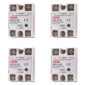 Coliao 4pcs SSR-25DA Solid State Relay Module - DC to AC 3-32VDC Input, 24-380VAC Output, 25A, 250V