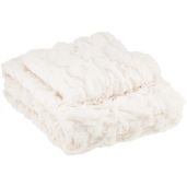 "Ultra Soft Comfort Spaces Ruched Faux Fur 3-Piece Throw Blanket Set with Pillow Covers - Ivory, 50"x60" Fluffy Luxury"