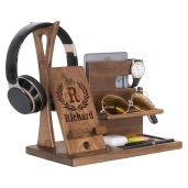 Custom Handmade Desk Organizer & Phone Stand - Perfect Personalized Gifts for Men on Birthdays & Anniversaries