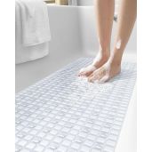 DEXI Non-Slip Bathtub Mat 39x16 - Extra Long, Suction Cups, Drain Holes, Machine Washable for Safe Showering