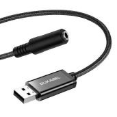 DUKABEL USB to 3.5mm Audio Adapter - TRRS Mic-Supported USB to Aux Cable for PC, PS4, PS5 & More (9.8 inch)