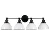 Design House 589051-BLK Savannah 4-Light Bathroom Vanity Light - Dimmable Matte Black with White Metal Shade