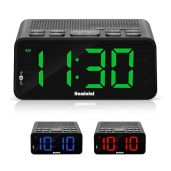 "Digital Alarm Clock Radio with AM/FM, Sleep Timer, Dimmer & Easy Snooze - 0.6" Green LED Display & Battery Backup for Bedrooms"
