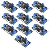 Diitao 10PCS LM2596S Adjustable Voltage Converter - 36V/24V/12V to 5V 2A Regulator with Digital Voltmeter Display