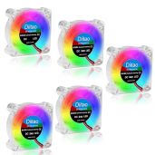 Diitao 5PCS 4010 24V RGB Cooling Fans for 3D Printers - 40x40x10mm, 5000 RPM, Quiet & Efficient