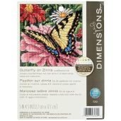 "Dimensions 07232 Butterfly & Zinnias Needlepoint Kit - 5" W x 5" H for Nature Lovers"