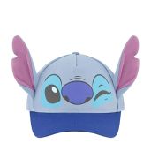 Disney Stitch Baseball Cap for Boys - Cotton Snapback Hat with 3D Ears & Curved Brim, Blue, One Size Fits All