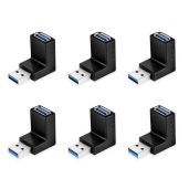ELUTENG 90 Degree USB Adapter 6 Pack - Right Angle USB 3.0 Male to Female Connectors for PC & Laptop