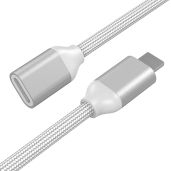 EMATECABLE 6.6Ft Braided iPhone Extender Cable - Audio, Video & Charging Adapter in White & Silver