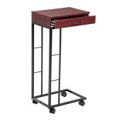 Stylish E.P.C. Wood & Metal Rolling Side Table with Drawer - Perfect for Any Room