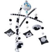 EVERLOVE Montessori Baby Mobile for Crib - Digital Music Box with 12 Lullabies & 3 Modes - Black & White Nursery Decor