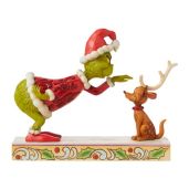 "Enesco Dr. Seuss Grinch Figurine by Jim Shore - 5.5" Santa Grinch with Max & Reindeer | Collectible Christmas Decor"