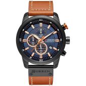 FANMIS Men's Military Analog Quartz Watch: Waterproof Chronograph & Leather Strap for Casual & Business Wear