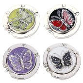 FOME Handbag Hanger Set of 4 - Foldable Purse Hooks in Butterfly Shape, Mixed Colors, Perfect Table Bag Holder