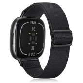 Fintie Elastic Band for Fitbit Versa 4 & Sense 2 - Soft Nylon Stretch Strap Replacement in Black