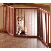 Folding Wood Pet Gate - 3 Sections for Easy Pet Containment & Stylish Home Decor