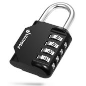 Fosmon 4-Digit Combination Lock (2 Pack) - Durable Metal Padlocks for Gym, School, Bike, and Storage - Black