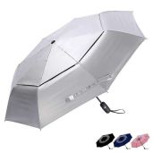 Buy G4Free 46-Inch UPF 50+ UV Protection Travel Umbrella - Windproof Silver Coating for Sun Blocking (Silver/Blue)