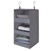 "GRANNY SAYS 3-Shelf Hanging Closet Organizer - Collapsible Storage for Closets & RVs, Gray, 29.5" H x 12" W x 12" D"