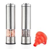 GZOOGHOME Electric Salt & Pepper Mill Set - Battery Operated, One-Handed, Adjustable Coarseness, No Rechargeable Batteries Needed