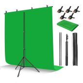 HEMMOTOP 5x6.5 ft Green Screen Stand Kit for Streaming & Gaming - Portable Backdrop with Clips & Carrying Bag