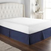 "HC Collection Navy Bed Skirt for Full Bed - Soft Microfiber, 14" Drop, Wrinkle & Fade Resistant Box Spring Cover"