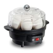 Hamilton Beach 3-in-1 Egg Cooker: Boil, Poach & Make Omelets - Holds 7 Eggs, Black & Silver (Model 25500)