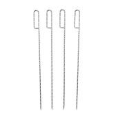 Hoan 12-Inch BBQ Skewers Set of 4 - Easy-Turn Shish Kebab Grilling Sticks with Flattened Blades