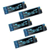 Hosyond 5 Pcs 0.91 Inch I2C OLED Display Module for Arduino & Raspberry Pi - Blue Screen, 3.3V-5V Compatible