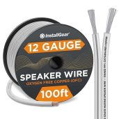 InstallGear 12 Gauge AWG Speaker Wire Cable (100ft) - White Marine & Outdoor Speaker Wire for Automotive Use