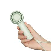 JISULIFE Mini Handheld Fan: Portable Bladeless USB Rechargeable Fan for Makeup, Kids & More - Powerful Turbo Wind in Green