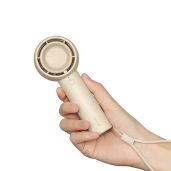 JISULIFE Mini Handheld Bladeless Fan - Portable USB Rechargeable Personal Fan for Makeup, Kids & Women - Powerful Turbo Wind, Brown