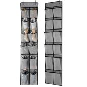 KEEPJOY Over The Door Shoe Organizer 2 Pack - Mesh Hanging Rack with Hooks, Washable & Breathable, Large Size (Grey)