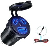 KEWIG 12V USB Outlet Quick Charge 3.0 & Dual PD Type-C Ports - Waterproof Car Charger for RV, Boat, ATV & Golf