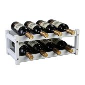 Stylish Kework 8-Bottle Bamboo Wine Rack - 2 Tier Tabletop Display for Elegant Wine Storage