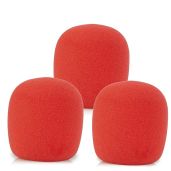 LEFXMOPHY SM58 Pop Filter & Foam Windscreen 3-Pack for Shure SM58/SM48 - Red Noise-Cancellation Mic Cover
