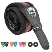 "LEKATO 3" Padded Bass Guitar Strap - Adjustable 45"-55", Includes Picks & Safety Locks"