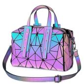 LOVEVOOK Geometric Luminous Crossbody Bags: Holographic Reflective Handbags for Women